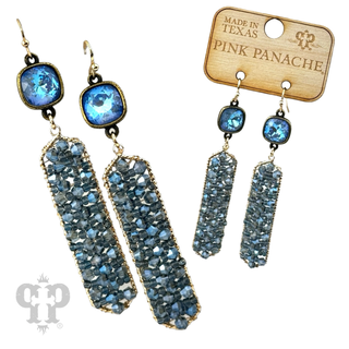 Bead wrapped hexagon dangle earring with Austrian crystal - LC