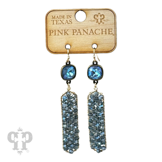 Bead wrapped hexagon dangle earring with Austrian crystal - LC