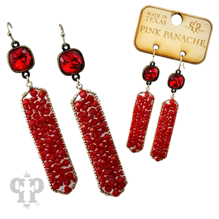 Bead wrapped hexagon dangle earring with Austrian crystal - LC