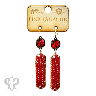 Bead wrapped hexagon dangle earring with Austrian crystal - LC