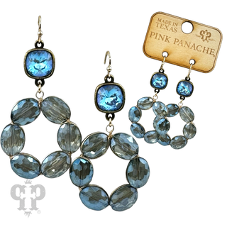 Faceted oval bead dangle earring with Austrian crystal - LC