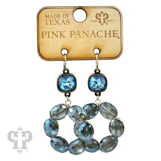 Faceted oval bead dangle earring with Austrian crystal - LC
