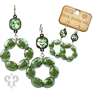 Faceted oval bead dangle earring with Austrian crystal - LC