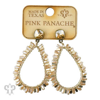 Gold bead wrapped teardrop and Austrian crystal dangle earring - LC