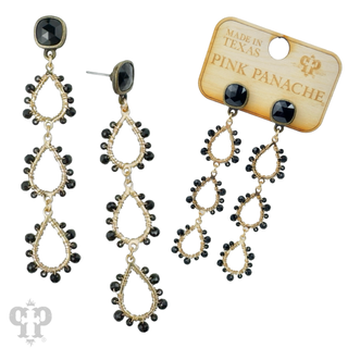 Triple bead wrapped teardrop and Austrian crystal dangle earring - LC