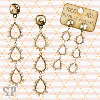 Triple bead wrapped teardrop and Austrian crystal dangle earring - LC
