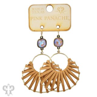 Suede wrapped circle earring with Austrian crystal - LC