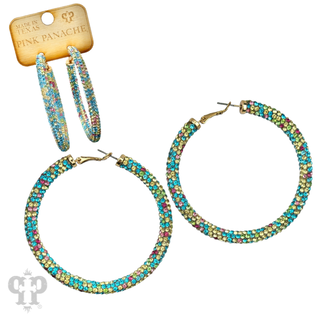 Large pave mesh hoop earring - LC
