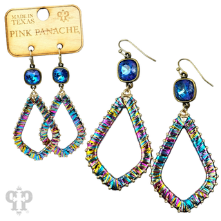 Tinsel wrapped diamond teardrop, Austrian crystal - LC