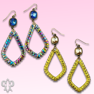 Tinsel wrapped diamond teardrop, Austrian crystal - LC