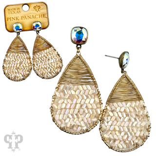 Faceted bead and wire wrapped teardrop earring, Austrian crystal - LC