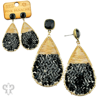 Faceted bead and wire wrapped teardrop earring, Austrian crystal - LC