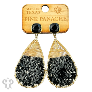 Faceted bead and wire wrapped teardrop earring, Austrian crystal - LC