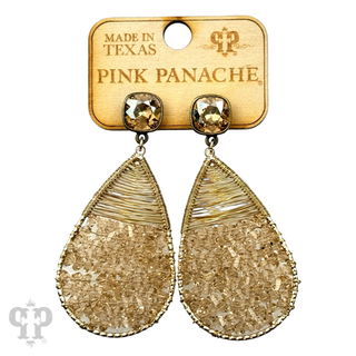 Faceted bead and wire wrapped teardrop earring, Austrian crystal - LC