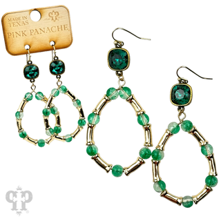 Ombre crackle bead teardrop earring, Austrian crystal - LC
