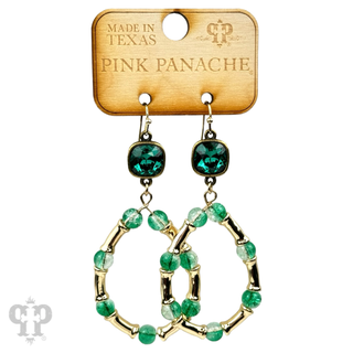 Ombre crackle bead teardrop earring, Austrian crystal - LC