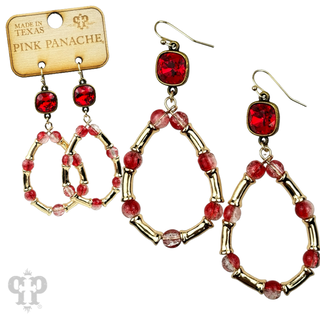 Ombre crackle bead teardrop earring, Austrian crystal - LC
