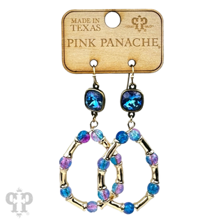 Ombre crackle bead teardrop earring, Austrian crystal - LC