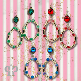 Ombre crackle bead teardrop earring, Austrian crystal - LC
