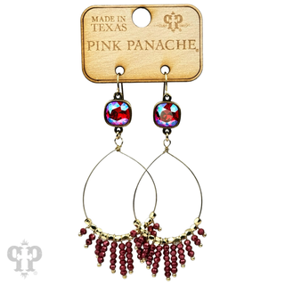 Faceted saucer bead fringe on teardrop earring, Austrian crystal - LC