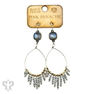 Faceted saucer bead fringe on teardrop earring, Austrian crystal - LC
