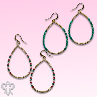 Faceted and round color bead teardrop earrings - LC