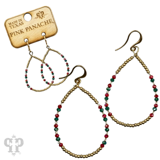 Faceted and round color bead teardrop earrings - LC