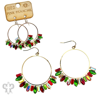 Baguette rhinestone circle earring