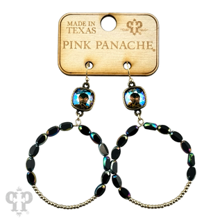 Flat oval and round bead circle, Austrian crystal earring - LC