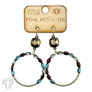 Flat oval and round bead circle, Austrian crystal earring - LC