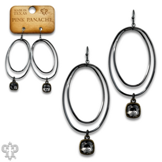 Double oval earring with Austrian crystal