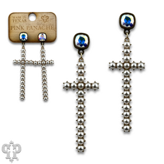 Pearl cross earring with Austrian crystal