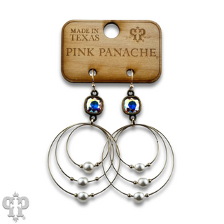 Pearl bead circle earring with Austrian crystal