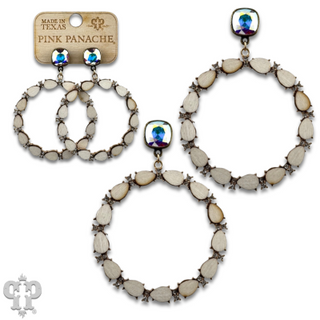 Wood bead and rhinestone circle earring with Austrian crystal