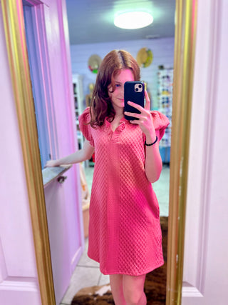 Coral Pink Textured Dress