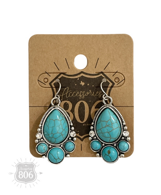 Decorative stone teardrop earring - LC