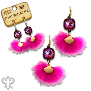 Fuzzy pom-pom earring with Austrian crystal  - LC