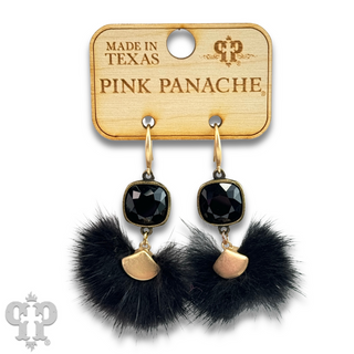 Fuzzy pom-pom earring with Austrian crystal  - LC