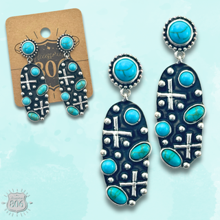 Aged look oval earring - LC