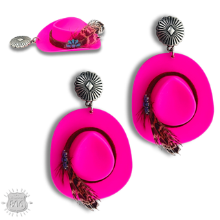 Acrylic cowboy hat earring - LC