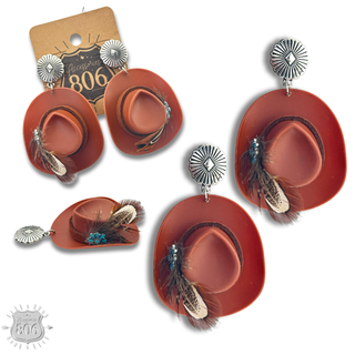 Acrylic cowboy hat earring - LC