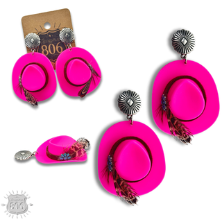 Acrylic cowboy hat earring - LC
