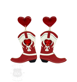 Western heart boot earring