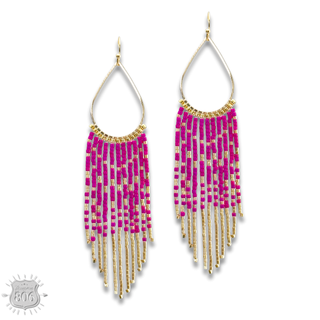 Seed bead fringe earring - LC