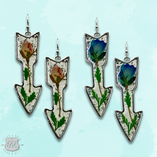 Pressed flower arrow earring - LC