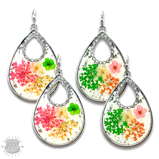 Pressed flower teardrop earring - LC