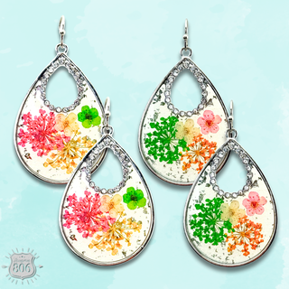 Pressed flower teardrop earring - LC