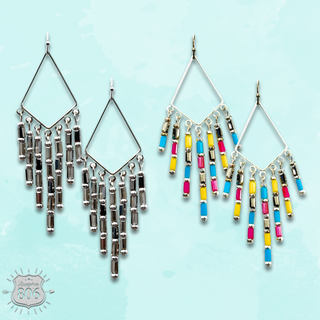Bead fringe diamond teardrop earring