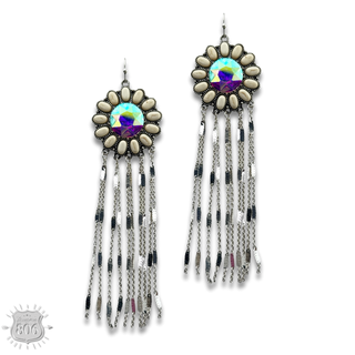 Flower concho fringe earring