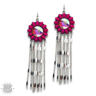 Flower concho fringe earring